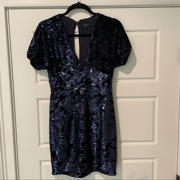 The Clothing Company Navy Blue Sequin Velvet Dress - Picture 3 of 11